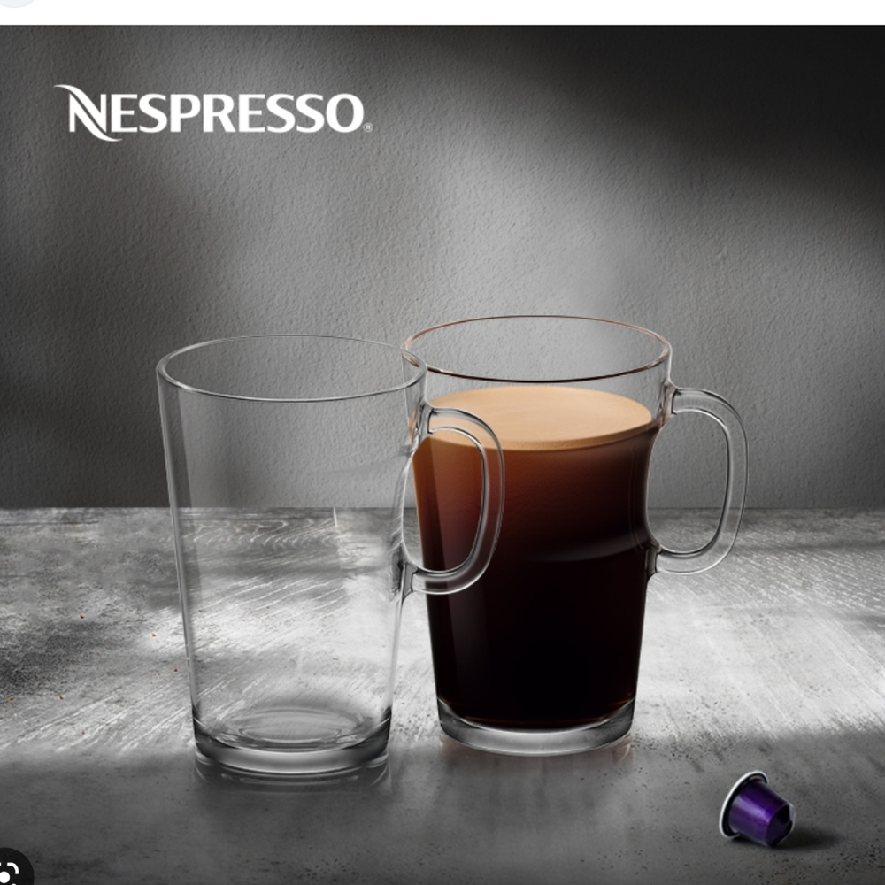 Nespresso Clear and Black Glass Mugs